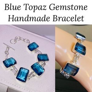 Swiss Blue Topaz Gemstone Handmade Bracelet